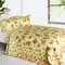 Full/Queen Cotton Quilt Set 3-Piece Floral Vermicelli Quilted Reversible